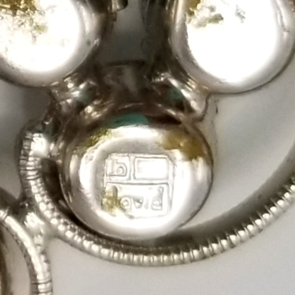 VTG b. david Signed Heart Shaped Silver-tone Brooch Pin Aurora Borealis Stones - Picture 6 of 8